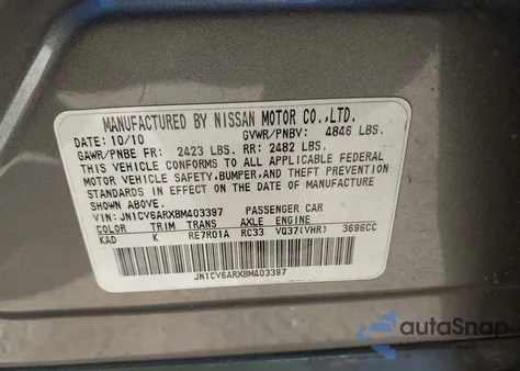 2011 Infiniti G37X from USA, damaged, VIN JN1CV6ARXBM403397